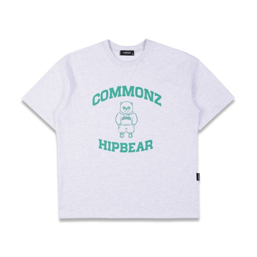 COMMONZ, 커먼즈 힙베어 반팔 티셔츠 화이트 메란지